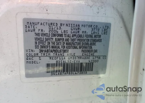 2013 Nissan Sentra S из США, поврежденный, VIN 3N1AB7AP8DL673858